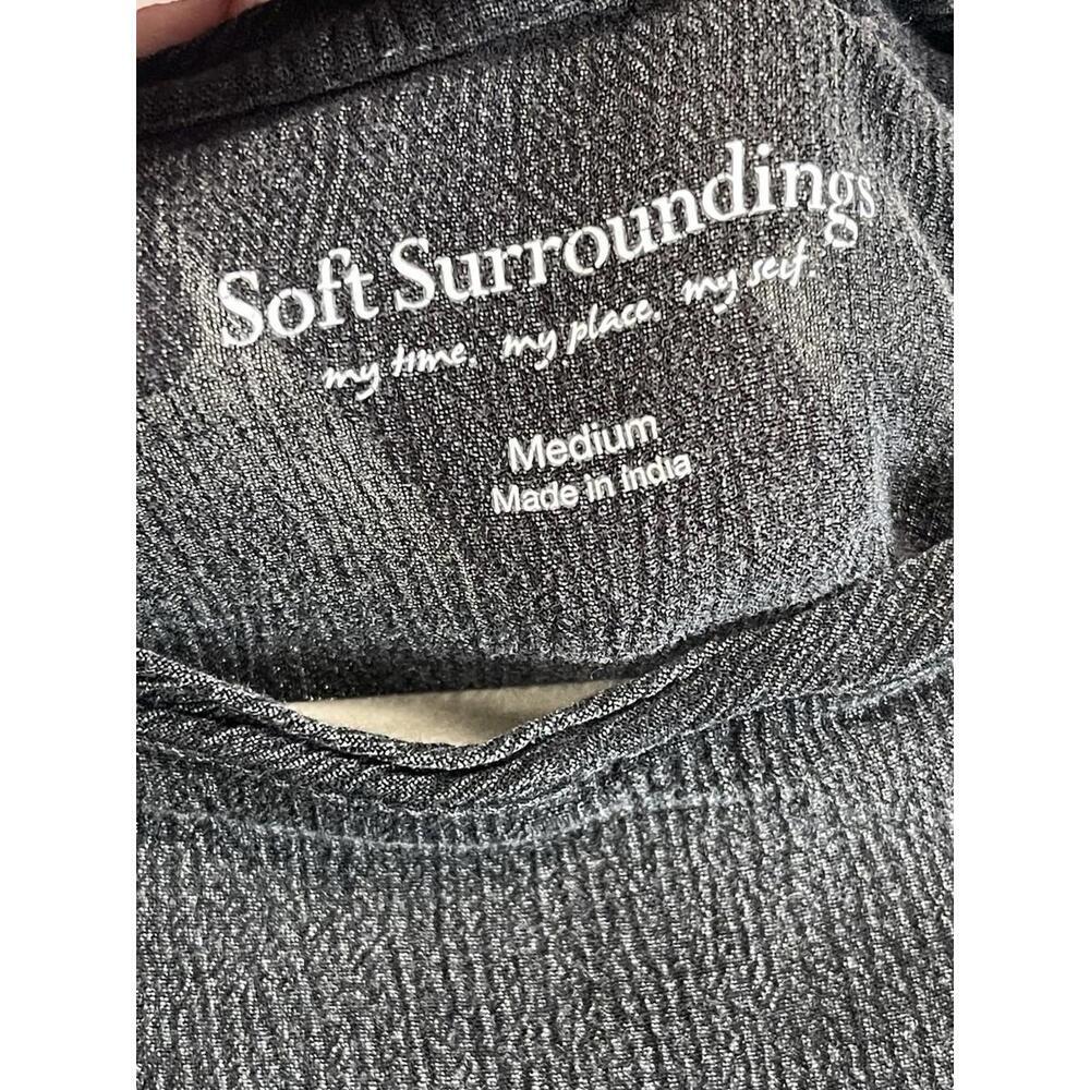 Soft Surroundings Waffle Knit Dolman Sleeve Top Size M Mixed Media Black Gray - Picture 3 of 3